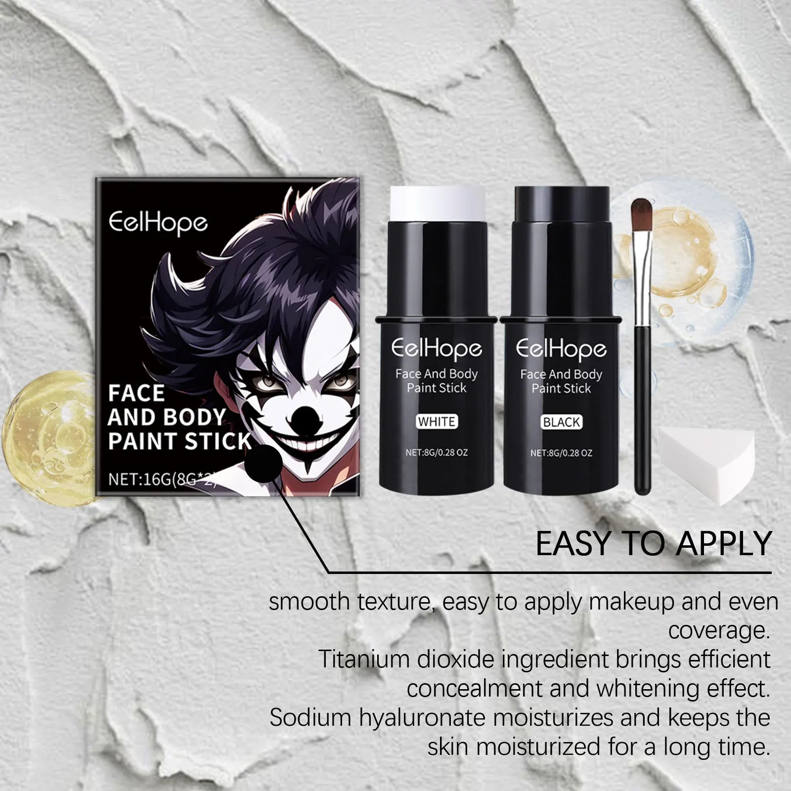 Halloween Face Paint Sticks Kit Vibrant Costume Makeup Set for Kids Adults Washable Cream-Based Face Paint for Body Art