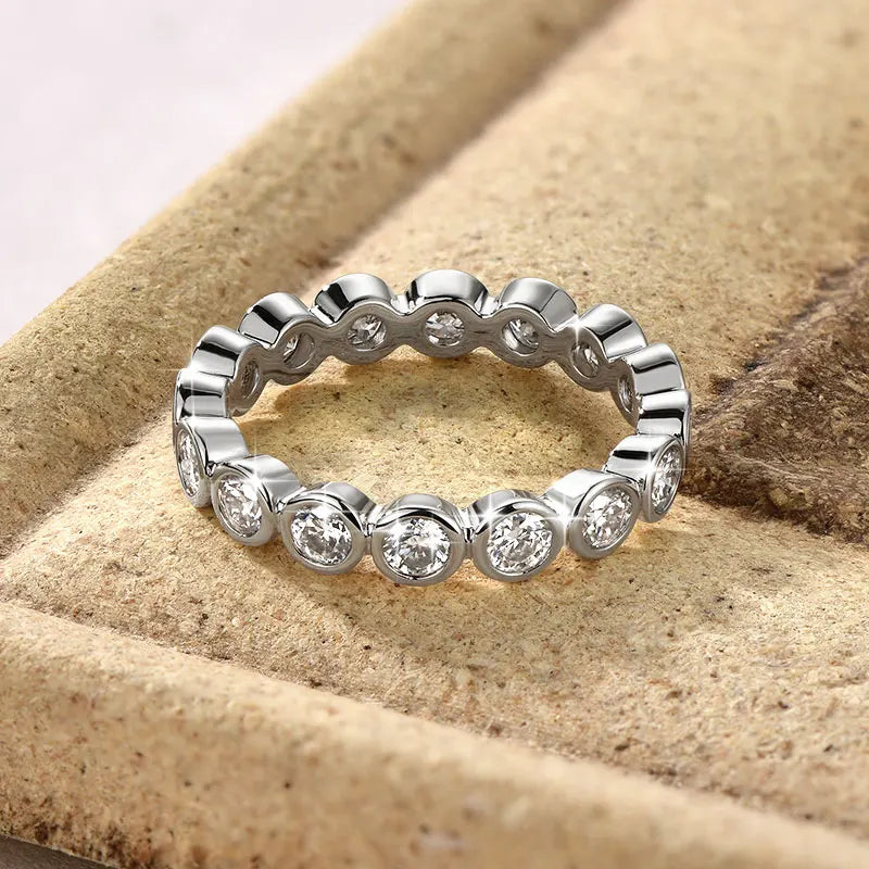 14k Gold Filled Full Eternity Ring Bezel 3mm D Round Moissanite Rings Stackable Bands GRA Certified Jewelry for Women 2026