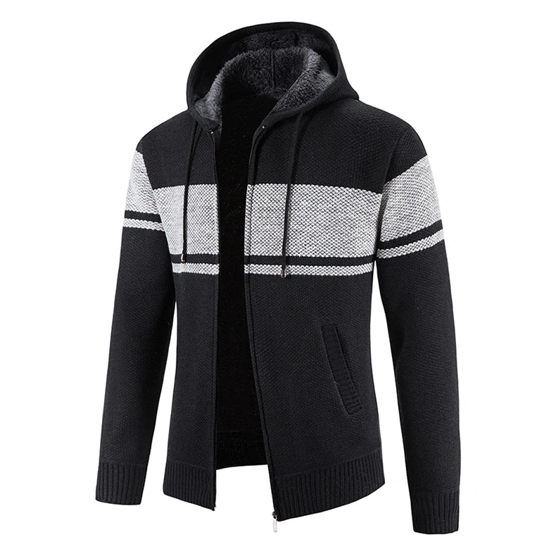 Male Knitted Casual Jackets with Hood Men's Sweater Coat Y2K Hoodies Korean Streetwear Baseball Jumpers Jersey Top Clothing