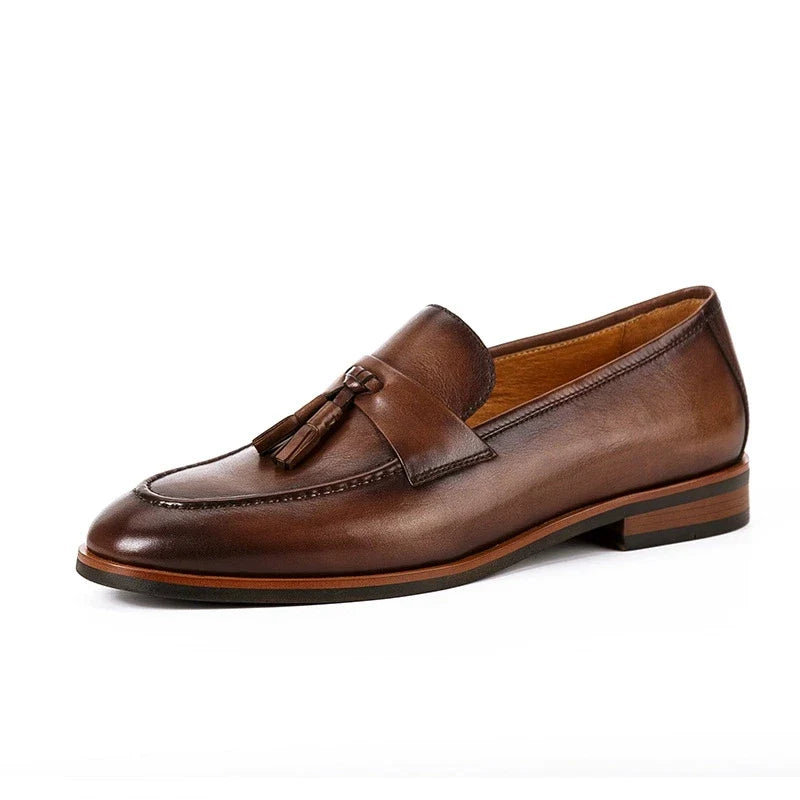 High-end Quality Retro Men's Shoes Fashion Casual Leather Shoes Head Cowhide Tassel Loafers Men Moccasins Italian Large Size 46