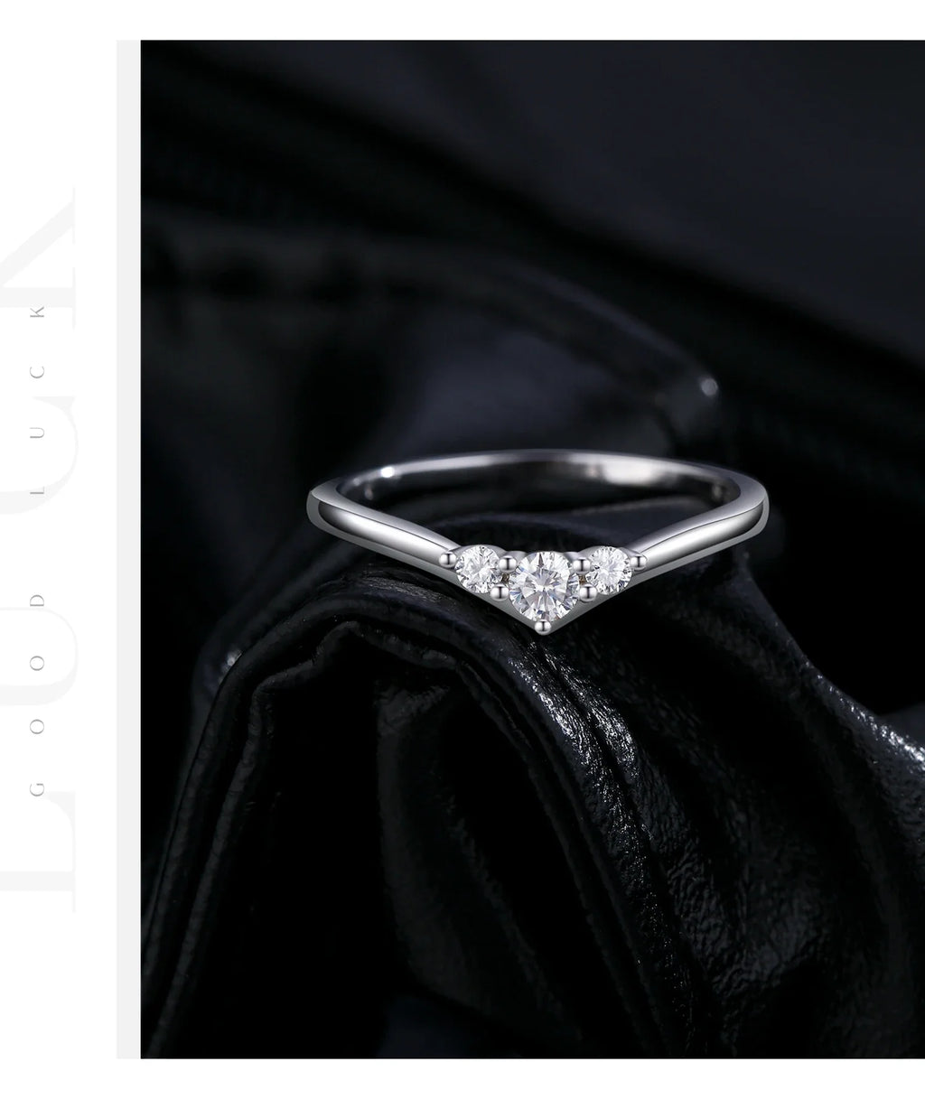 Simple Eternity Moissanite Ring 925 Sterling Silver Sparkling Simple Thin Wedding Band Rings For Women Fine Jewelry Gift