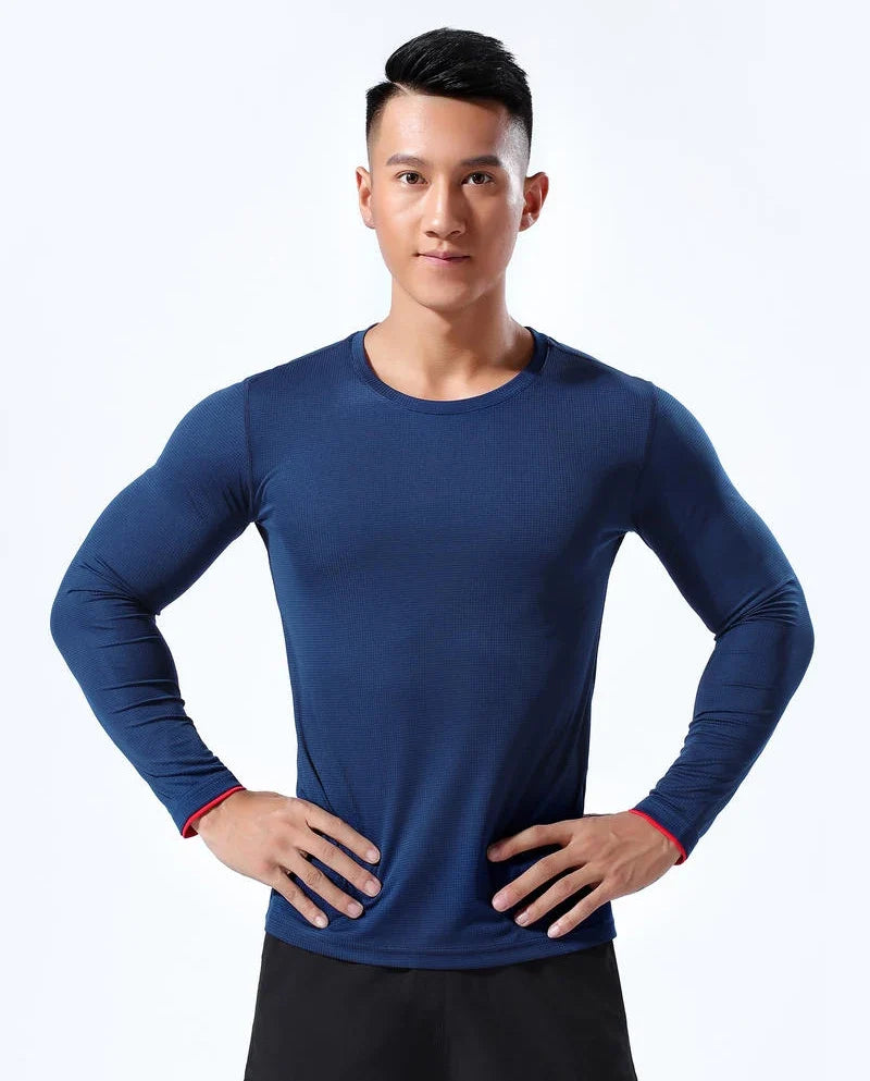 Men Running Sport Shirts Tops Long Sleeve Plus Size Tees Dry Fit Breathable Training Clothes Gym Sportswear Fitness Sweatshirts