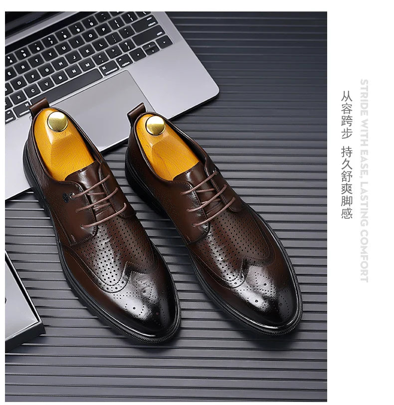 Handmade Men's Oxford Shoes designer Brogue Men Leather Shoes Luxury Fashion Wedding Shoe Business Office Men's Shoes Size 38-44