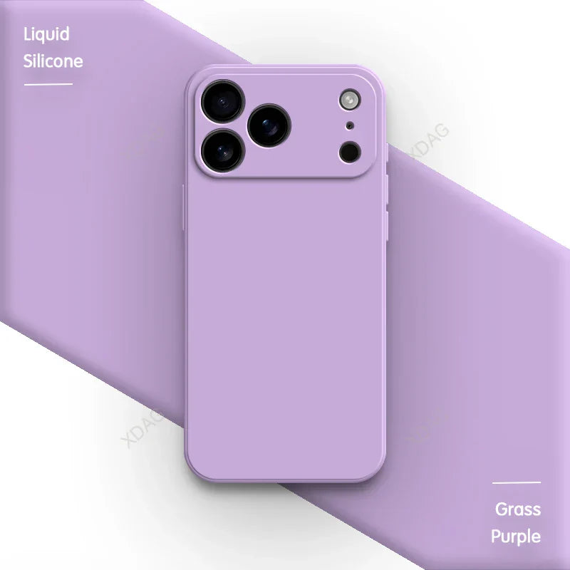 جراب هاتف أصلي من السيليكون السائل لهاتف iPhone 17 Pro Max Air 17Pro 17Max 5G بحافة مستقيمة وحماية للعدسة غطاء خلفي ناعم أساسي