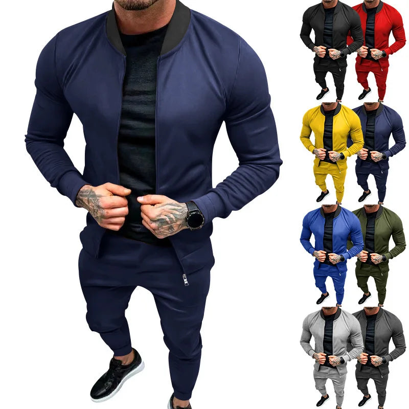 2025 Men's Fitness Sports Style Outdoor Casual Zipper Set In Stock