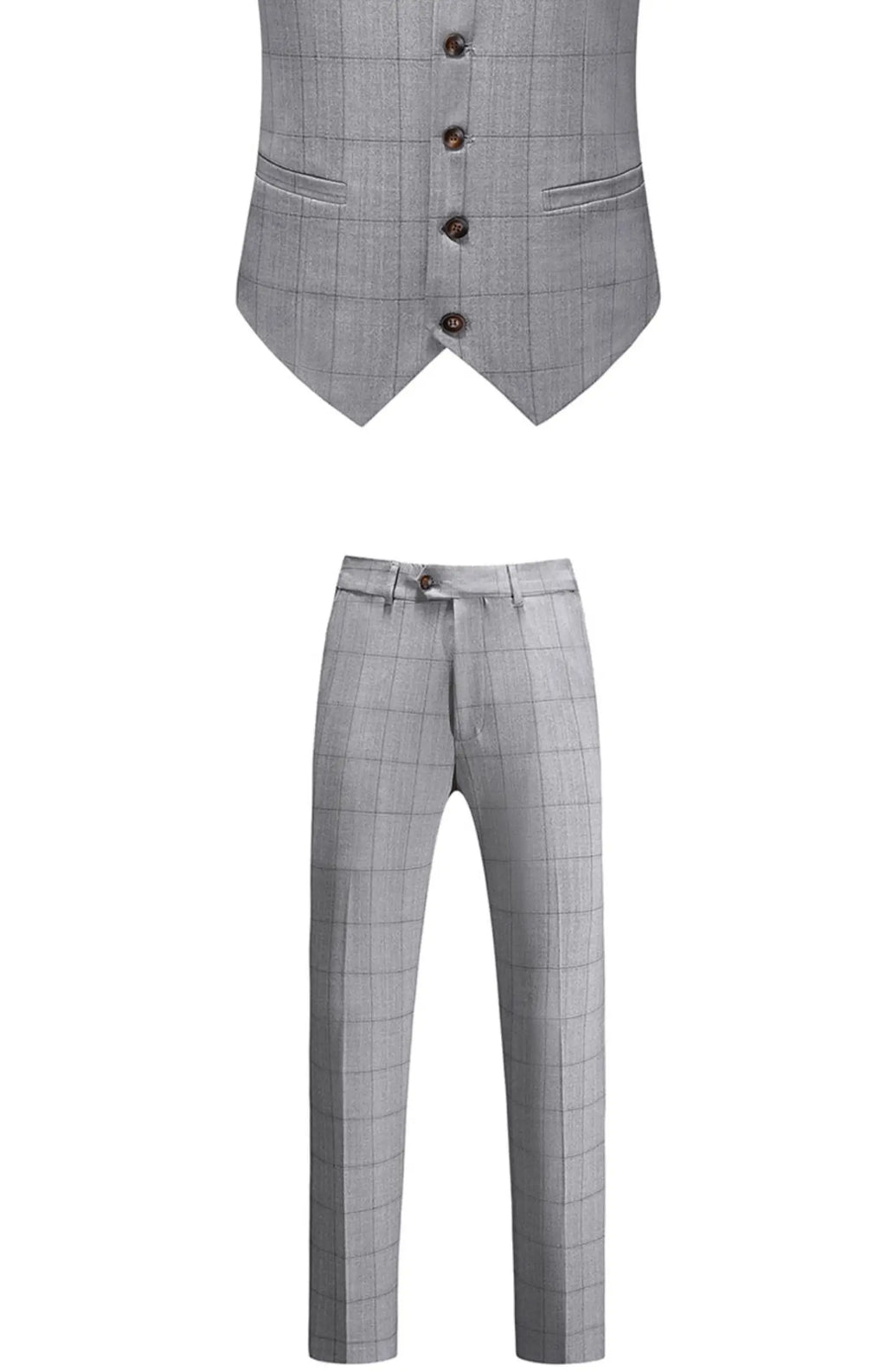 ( Jacket + Vest + Pants ) Fashion Boutique Plaid Mens Casual Business Suit Groom Wedding Dress Formal Slim Plaid Suit