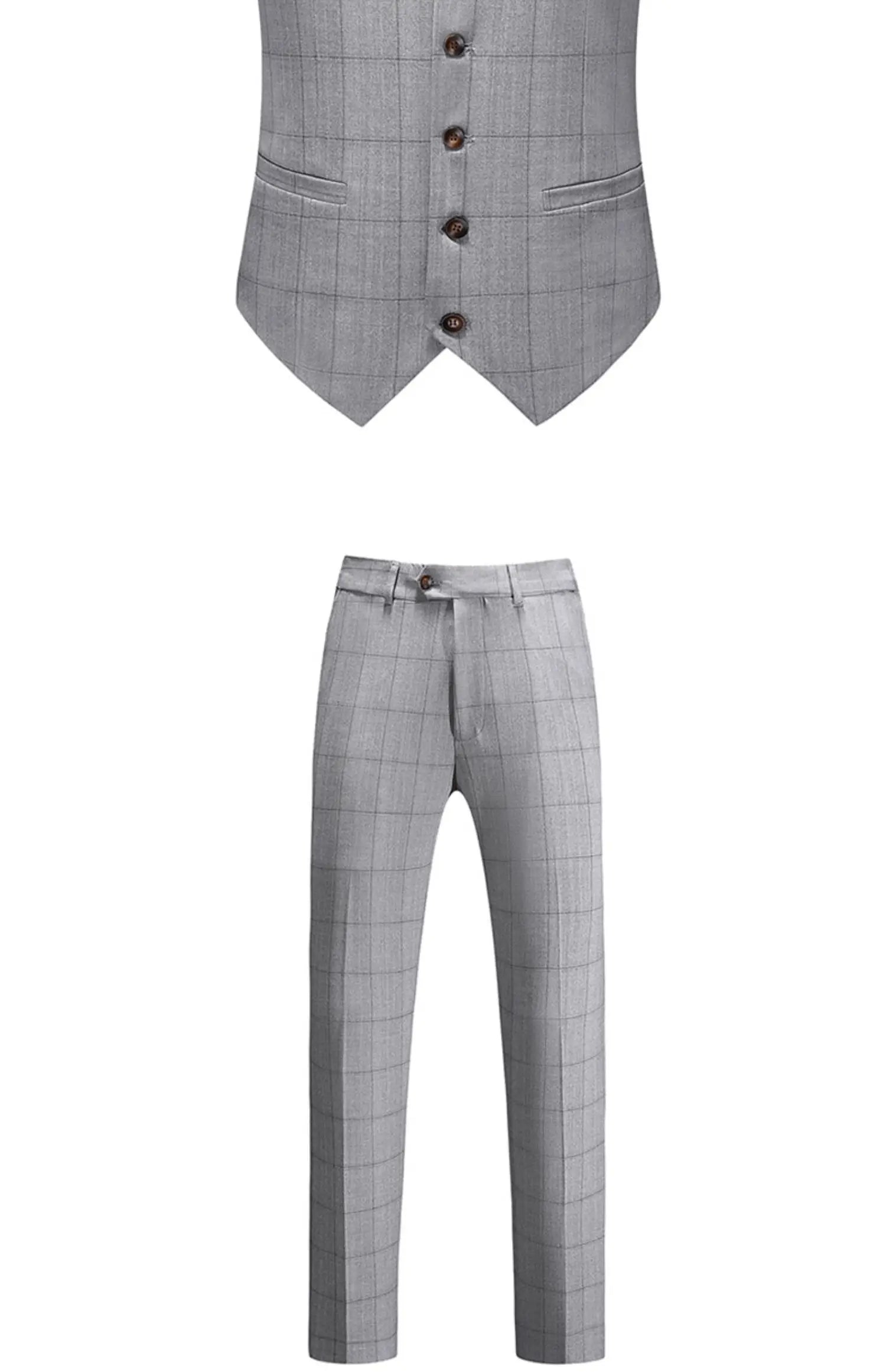 ( Jacket + Vest + Pants ) Fashion Boutique Plaid Mens Casual Business Suit Groom Wedding Dress Formal Slim Plaid Suit