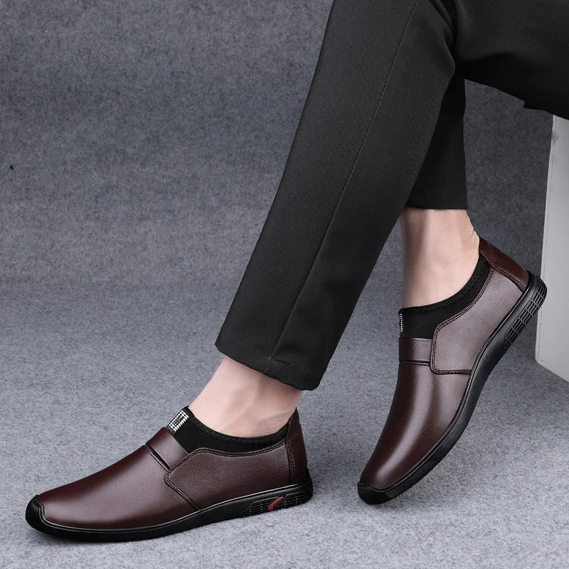 Upscale Genuine Leather Men Loafers Brown Black Cow Leather Penny Loafers Adult Office Career Mens Shoes Sneakers Driving Shoes