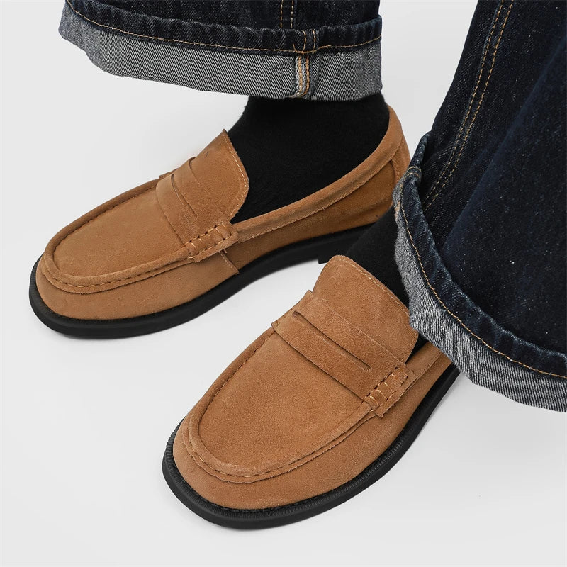 Handmade Mens Leather Loafers Non Slip Slip on Walking Flats Breathable Outdoor Casual Shoes for Man Work Office Driving Shoes