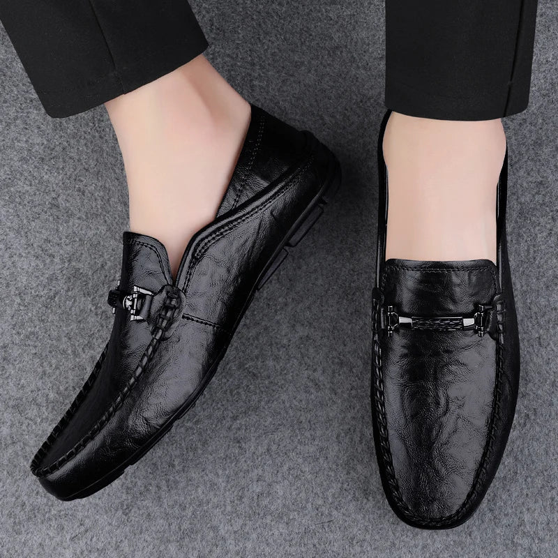 Genuine Leather Mens Loafers Casual Shoes Comfortable Moccasins Luxury Formal Slip on Flats Driving Shoes for Man Walking Shoes