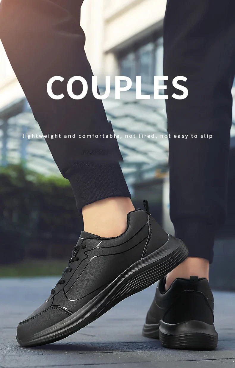 2025 New Lightweight Men Casual Leather Sneakers Non-slip Breathable Male Outdoor Running Shoes Lace Up Soft Sport Shoes