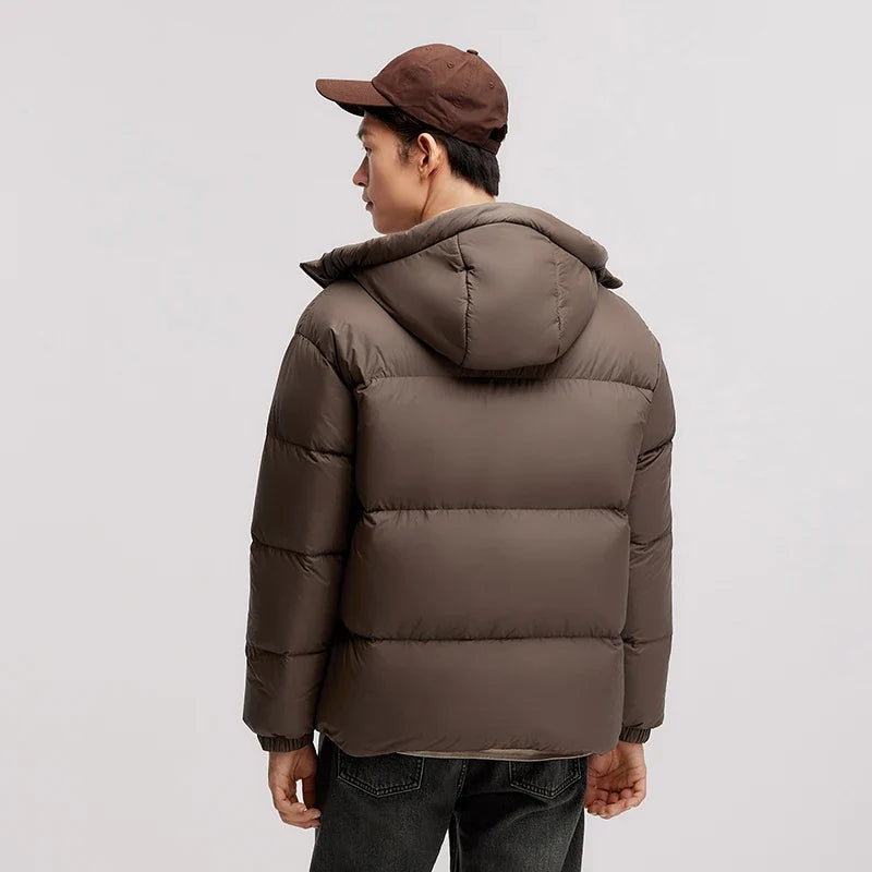 Down Jacket Men 2024 Winter New Thermal Three-Proof Couple Hooded Outerwear Solid Color Versatile Down Jacket