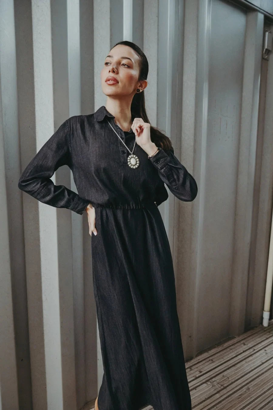 AW25 Denim set loose Shirt + slip dress Aline adjustable dress
