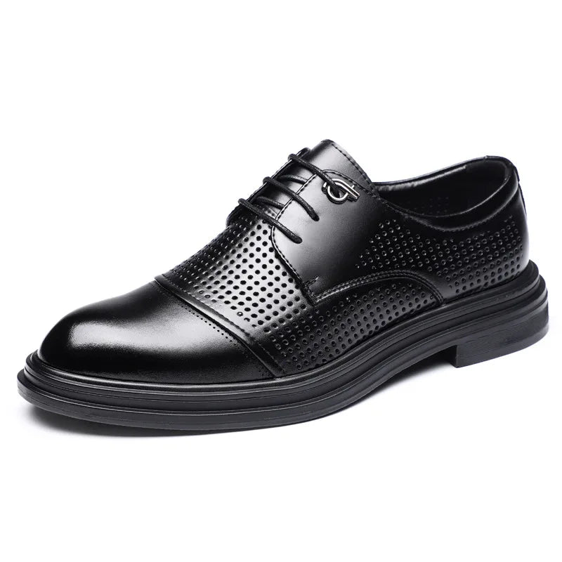 2026 New British Business Formal Leather Shoes for Man Summer Autumn Hallow Dress Shoes Male Solid Color Fashion Shoes Man