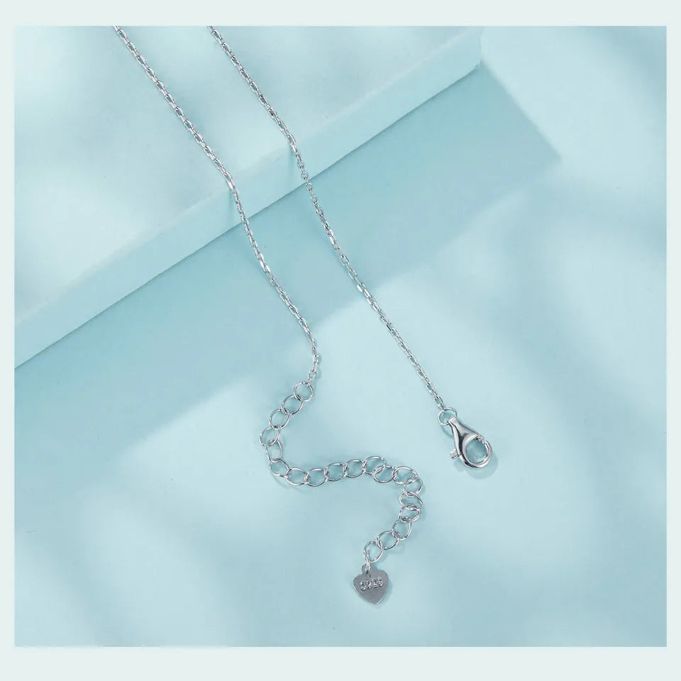 925 Sterling Silver Y-Shape Moon Pendant Necklace Water-drop Zircon Neck Chain for Women Anniversary Gift Fine Jewelry