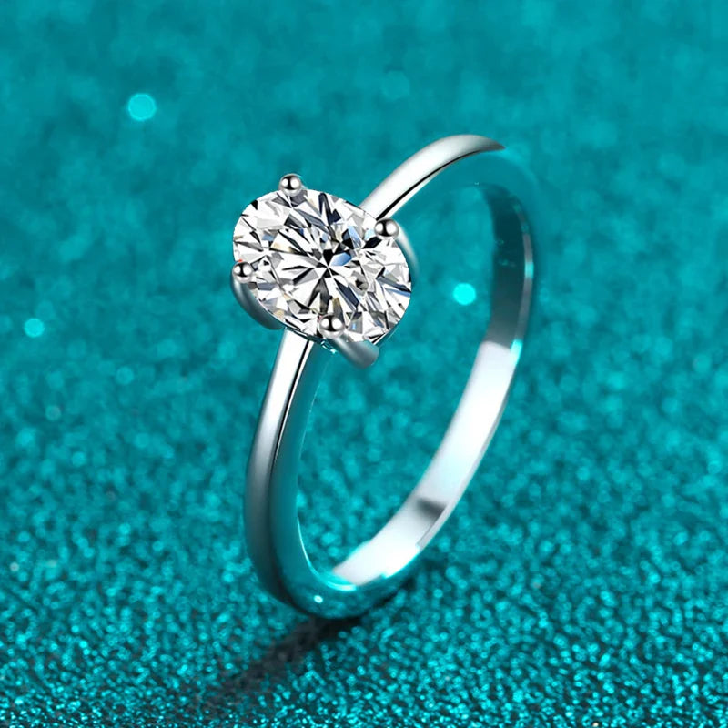 1ct Oval Cut Moissanite Ring for Women Engagement Wedding Lab Diamond s925 Sterling Silver with Gold Plated Rings Jewelry