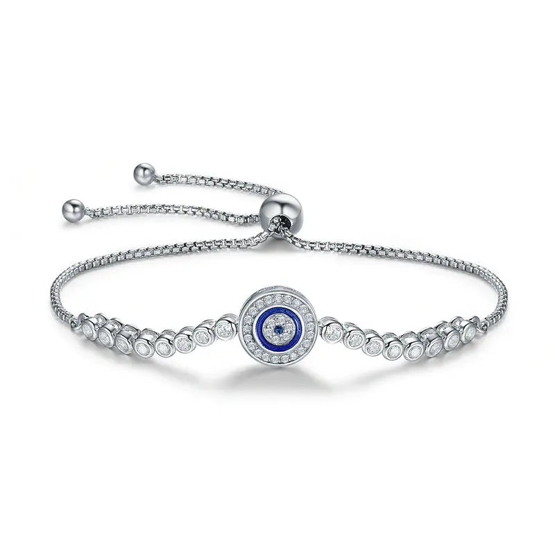 Hot Sale 100% 925 Sterling Silver Blue Lucky Eye Guardian Eye Pendant Necklace for Women Clear CZ Fine Jewelry SCN165