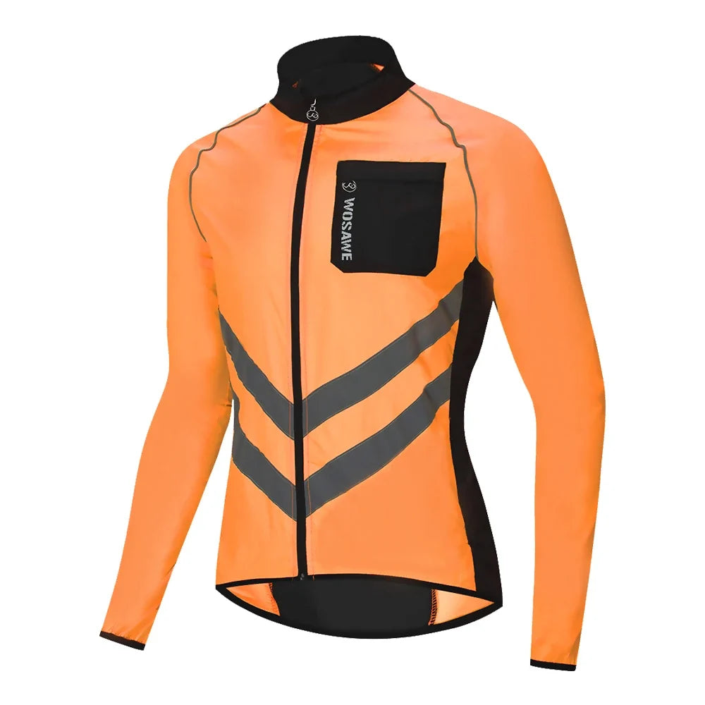 Windproof Cycling Jacket MTB Bike Jersey Outdoor Sport Cycling Windbreaker Rainproof Reflective Bike Clothing Navy Blue