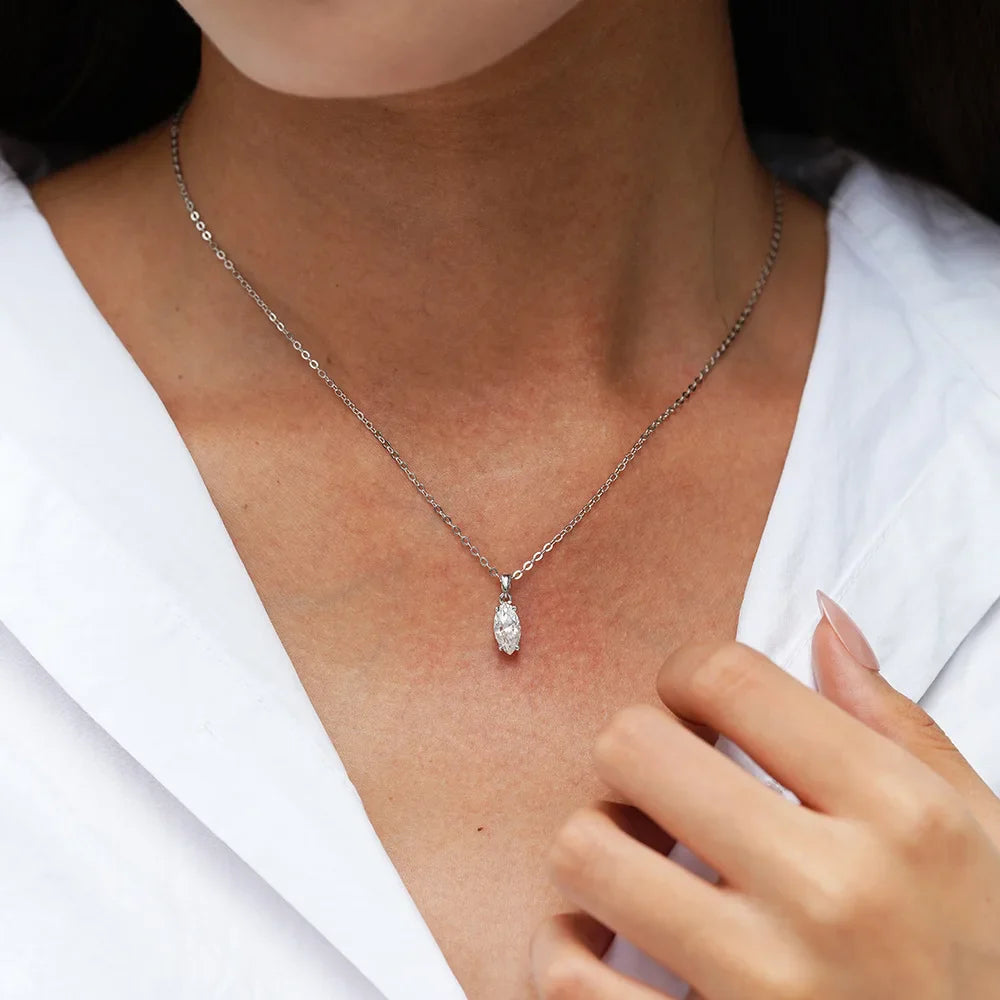 PureNew 1-5ct Full Shape Moissanite Necklace For Women S925 Silver Plated 18k Gold D Color VVS1 Women's Moissanite Chain Gift