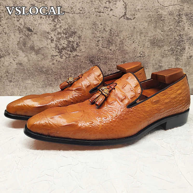 Luxury Men's Loafers Shoes Black Brown Tassel Loafers Slip On Casual Mens Dress Shoes Wedding Office Leather Shoes Men