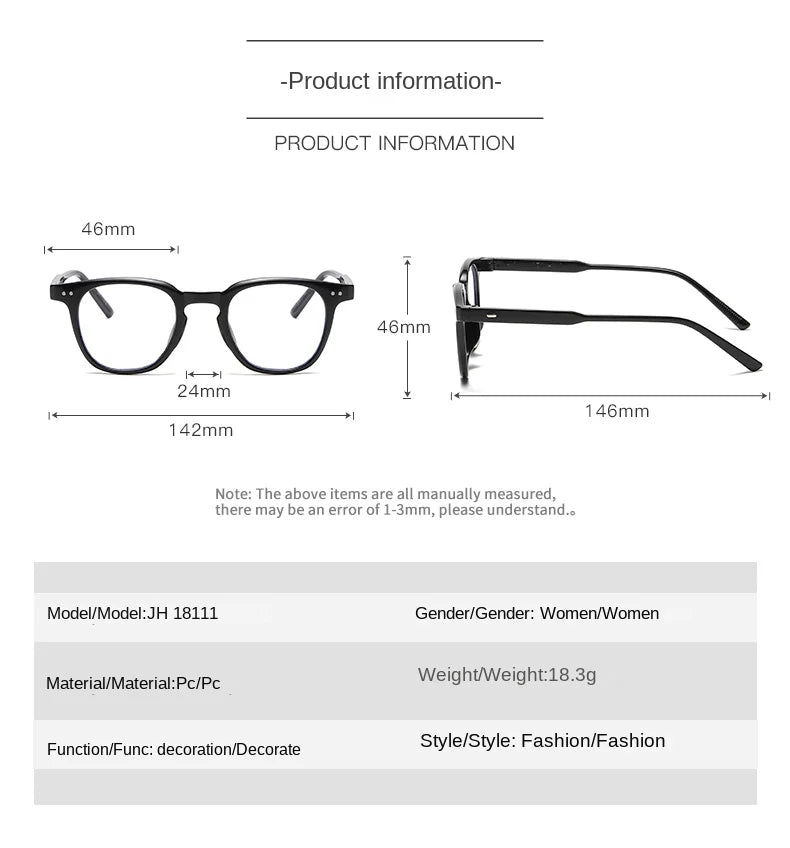 2024 New Fashion Y2K Style Glasses Frame Retro Square Glasses for Women Lady Decorative Eyeglasses Korean Powder Blusher Eyewear