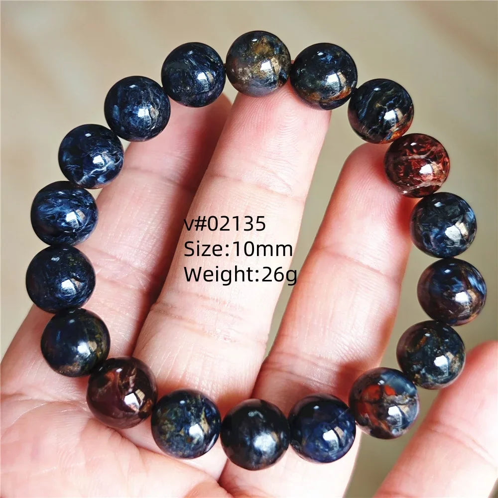 Natural Blue Pietersite Bracelet Women Men Beads Round Beads Chatoyant Cat Eye Fire Pietersite Namibia AAAAAA