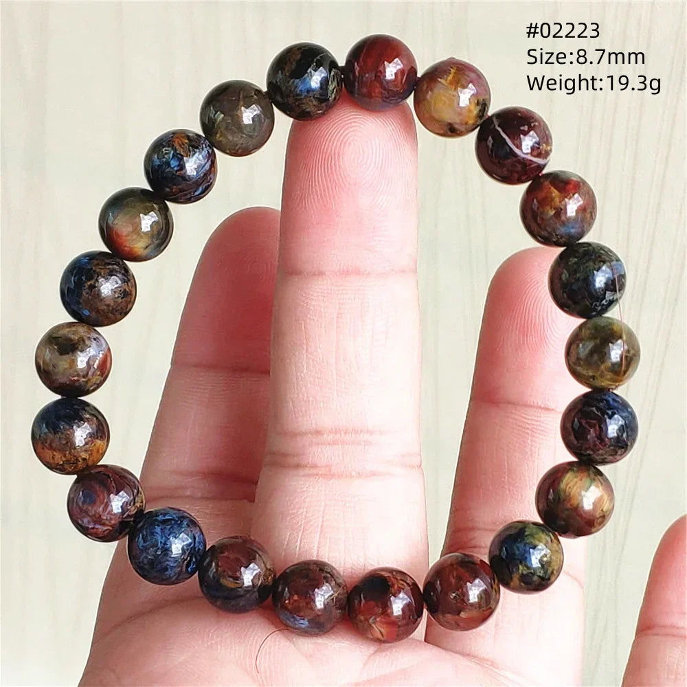 Natural Blue Pietersite Bracelet Women Men Beads Round Beads Chatoyant Cat Eye Fire Pietersite Namibia AAAAAA