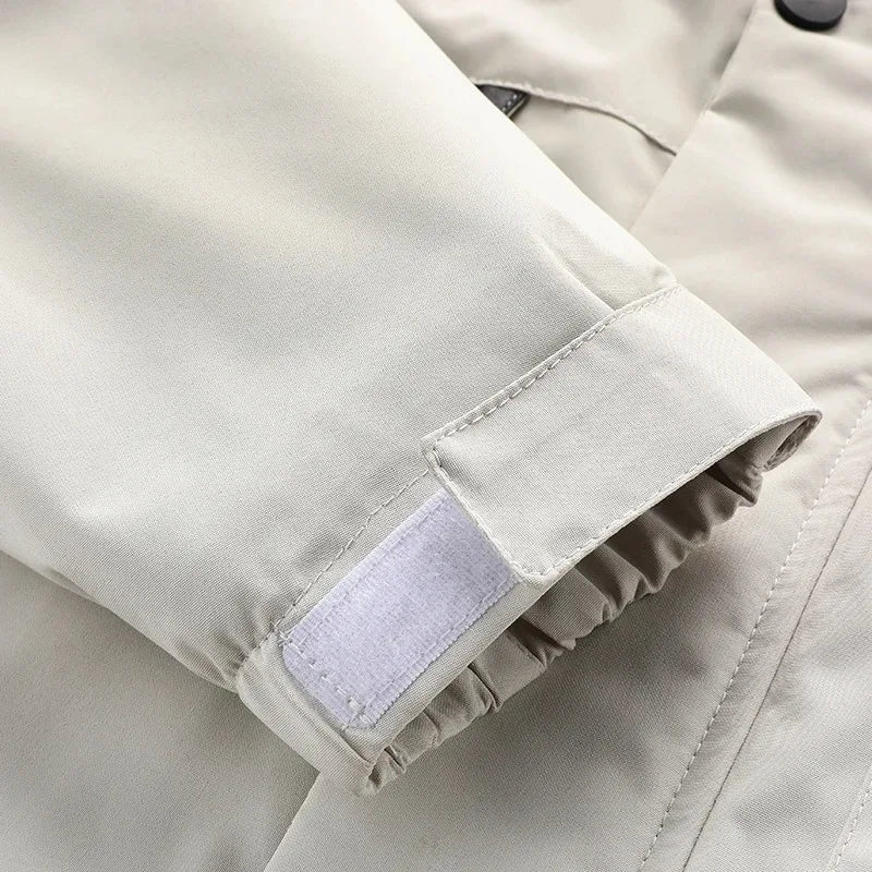 Spring And Autumn New Men's Windbreaker Outdoor Soft Shell Windproof Waterproof Jacket Long-Sleeved Hooded Solid Color Jacket
