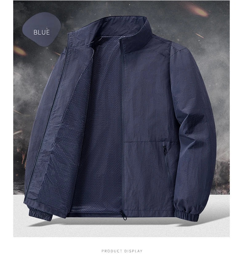 Autumn Breathable New Men's Jackets Outdoor Sports Loose Korean Casual Coat Man Stand Up Collar Classic Solid Color Windbreaker