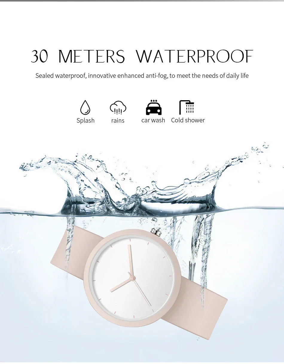 Minimalism Watch For Women 41mm Case with PVD Finish Rubber Strap