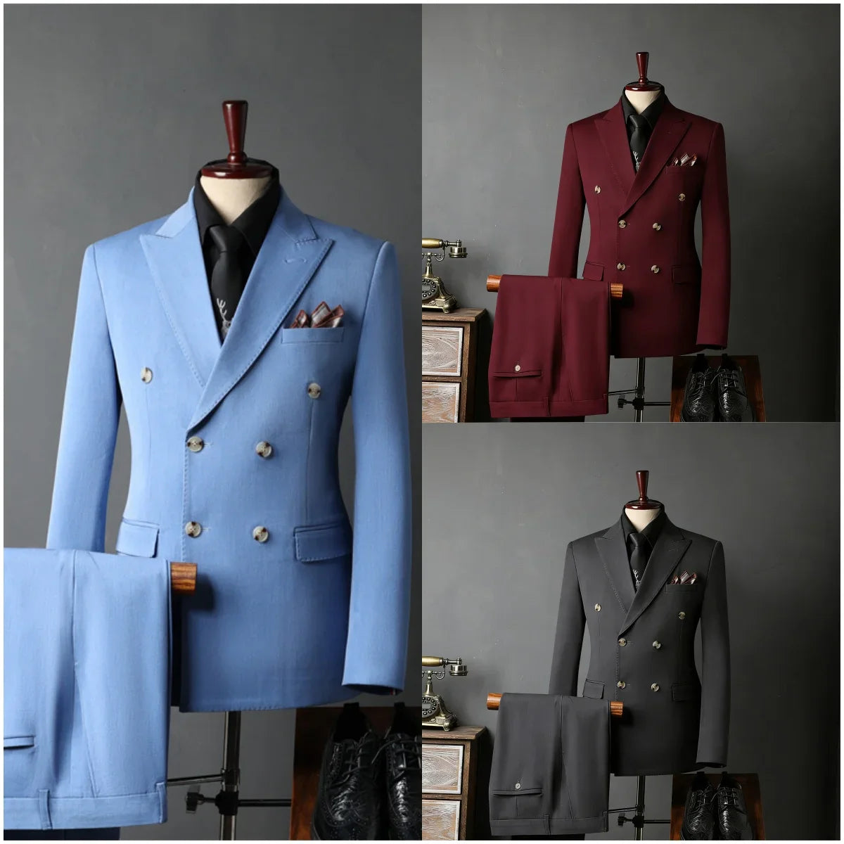 New Classic Business Men's 2-Piece Suit Jacket Pants Slim Fit Groom Formal Event Men Clothing Temperament Wedding Dating Office