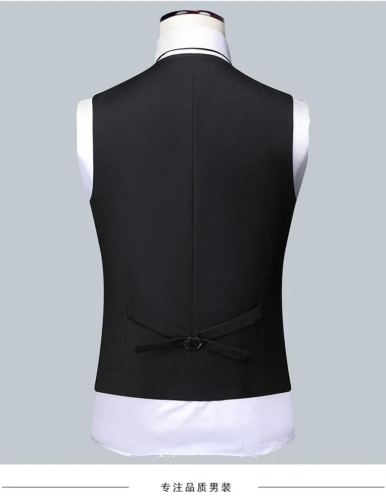 High quality Men Solid color Business - stylish handsome groom best man wedding dress 3/2/1 Single piece optional