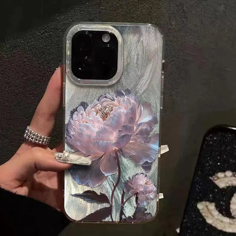 Pink Peony Lotus Phone Case for Xiaomi Redmi Note 14 13 12 12S 11 10C 13C 14C 10 S Pro Plus 4G 5G Feather Chiffon Texture Cover