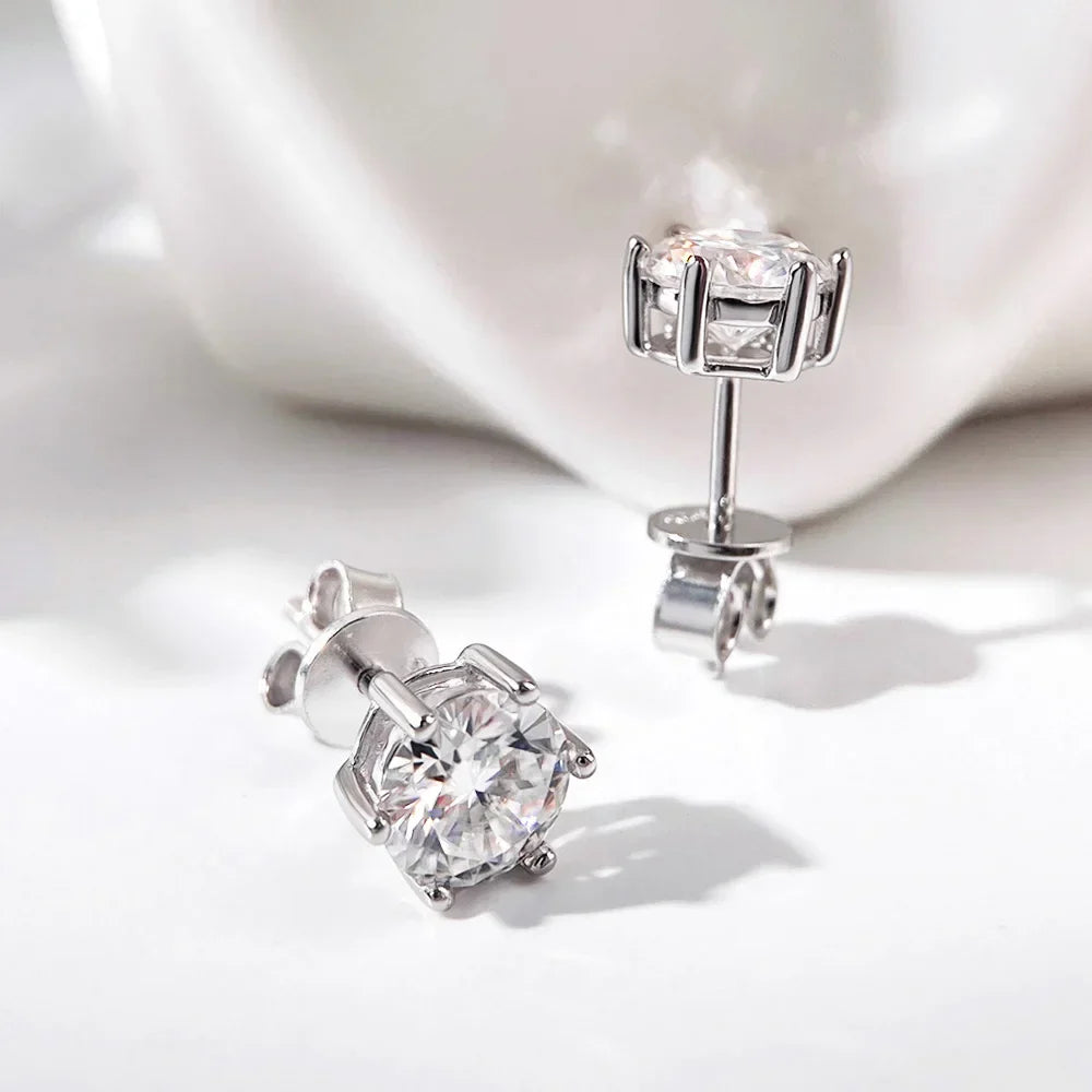 0.3-2 Carat Moissanite Stud Earrings S925 Silver Lab Diamond Earrings For Women Man Party Fine Jewelry