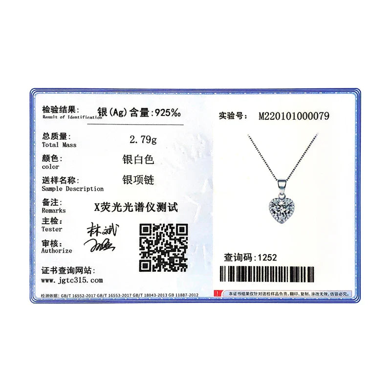 2020 New Design 925 Sterling Silver Heart pendant Fashion Heart Clear Zirconia Classic Wedding Chain Jewelry For Women