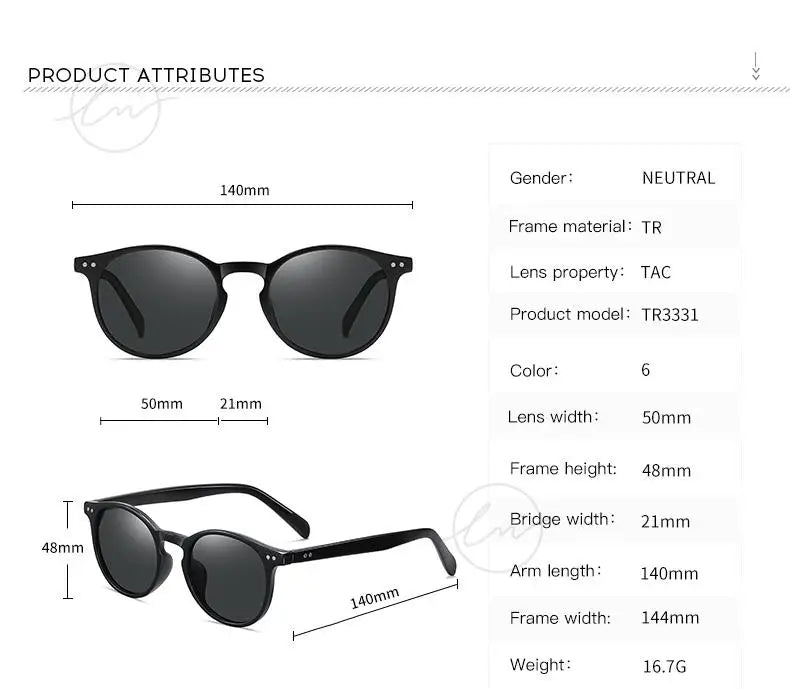 Retro Round Sunglasses Women Men Ultralight TR90 Polarized Unisex Driving Shades Vintage Sun Glasses UV400 Gafas De Sol