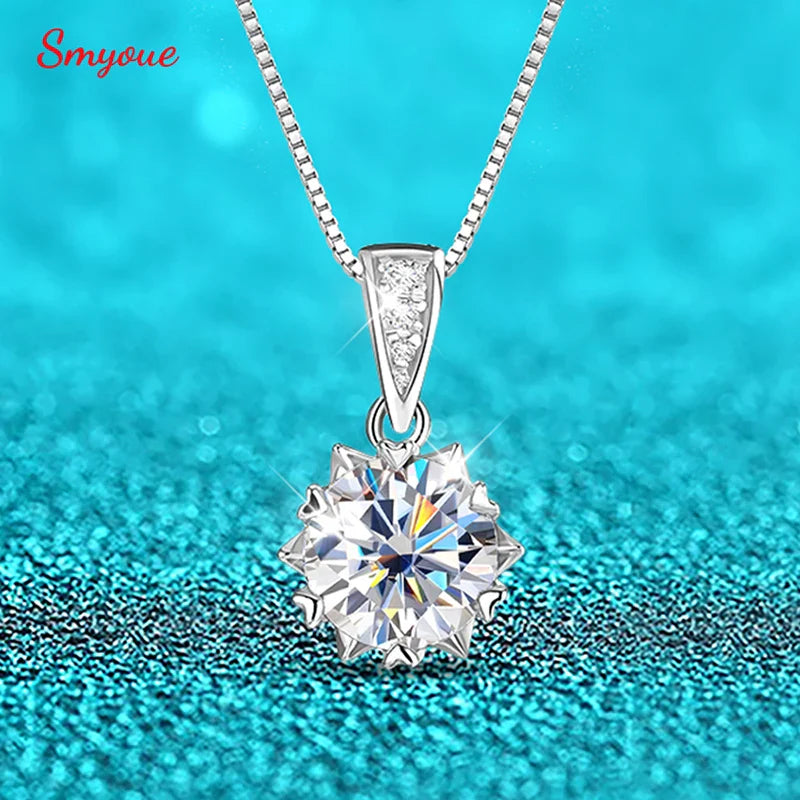 1/2CT D VVS Moissanite Necklace for Women Brilliant Cut Wedding Lab Diamond Pendant Sterling Silver 925 Jewelry Box Chain