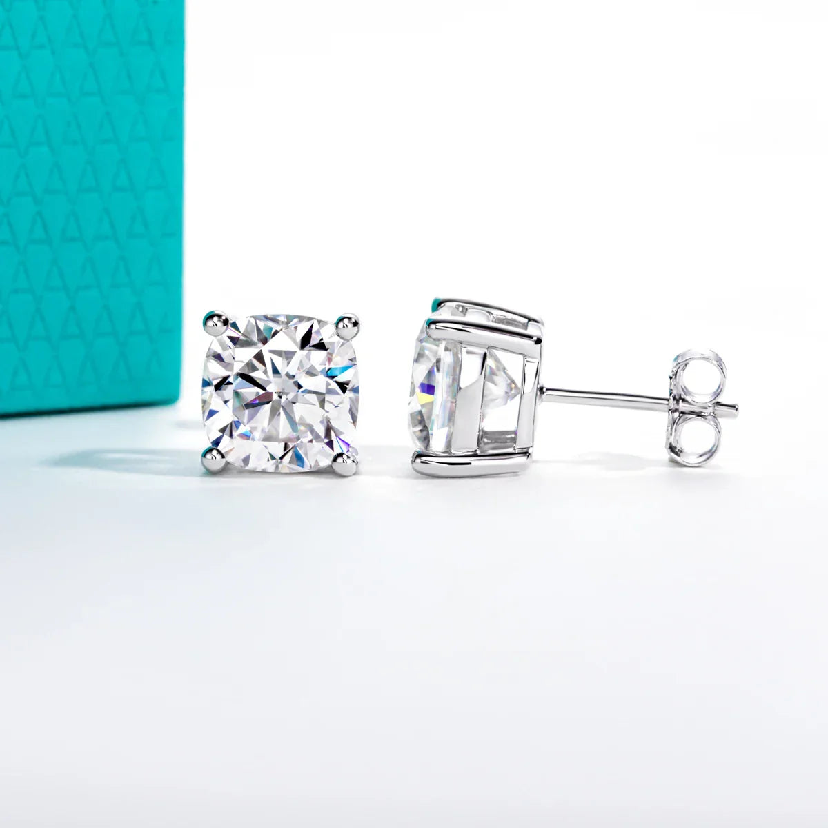 1cttw-6cttw Cushion Moissanites Earrings 925 Sterling Silver D Color VVS1 Moissanite Classic Stud Earrings for Woman