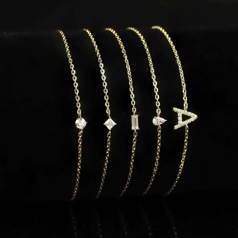 Trendy A Moissanite Bracelets for Women Letter Charm Adjustable Chain 100% 925 Sterling Silver Wedding Fine Jewelry Gifts