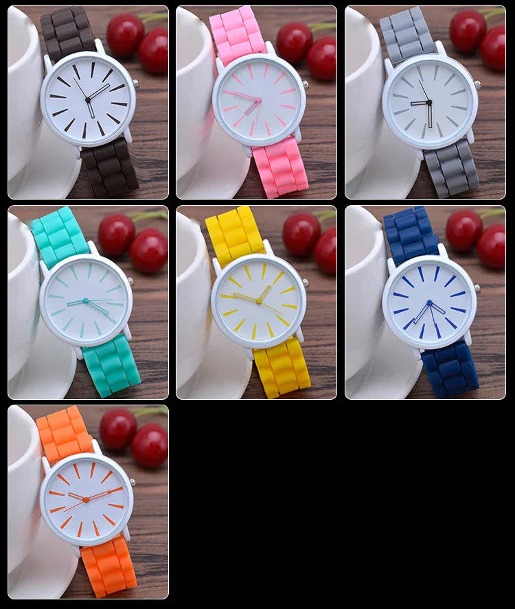 Women's Watches Ultrathin Silicone Ladies Bracelet Large Dial Korean Edition Female Student Fashion Quartz Wristwatch UTHAI CE76