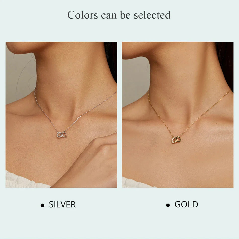 925 Sterling Silver Connected Heart Pendant Necklace for Girlfriend Valentine's Day Gift Fine Jewelry SCN181