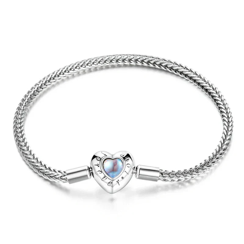 925 Sterling Silver Zircon Rose Buckle Bracelet Snake Chain for Women Bead Charm DIY Chic Jewelry Gift BSB096
