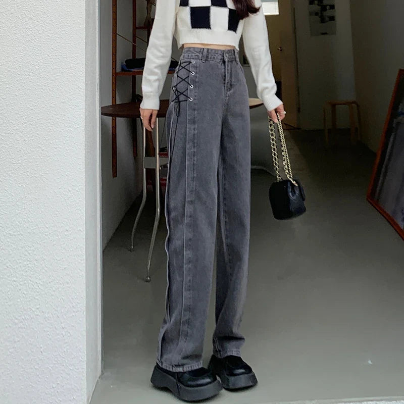 Casual Jeans Women Denim Pants Straight Trousers