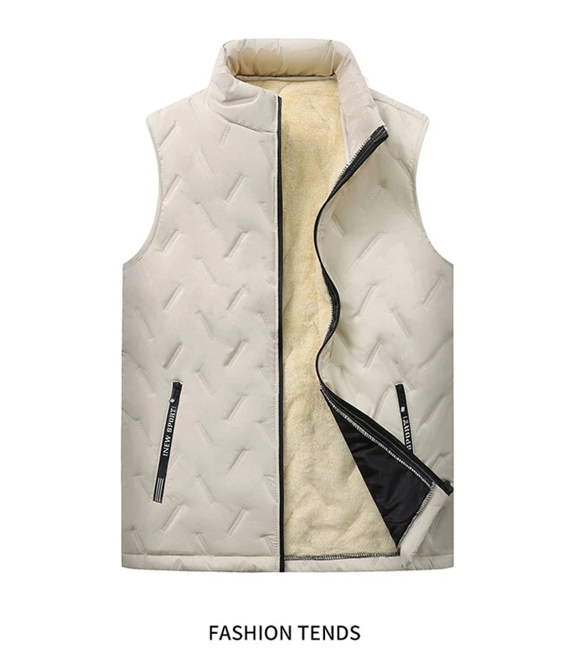 Unisex Large Size Lamb Velvet Fleece Lined Thickened Warm Vest Casual Fashion Collar Jacket M-7XL Couple Style Topwear