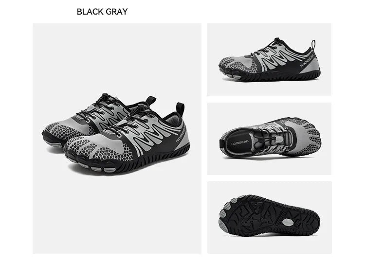 Wide Toe Barefoot Shoes for Unisex Artificial Leather Outdoor Walking Sneakers Zero Drop Minimalist Elastic Band Shoes