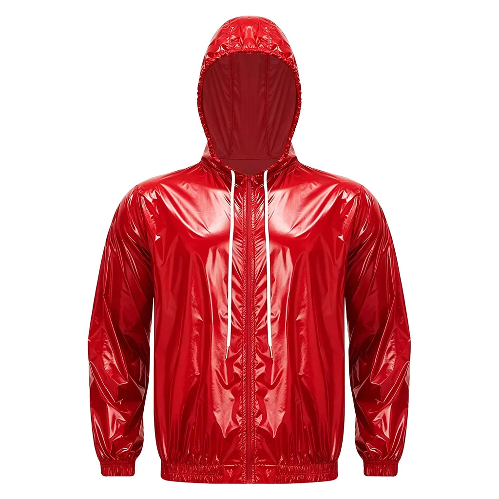 Mens Waterproof Hooded Jacket Tops Breathable Raincoat Waterproof Windproof Outdoor Biking Fishing Jacket Hood Outerwear