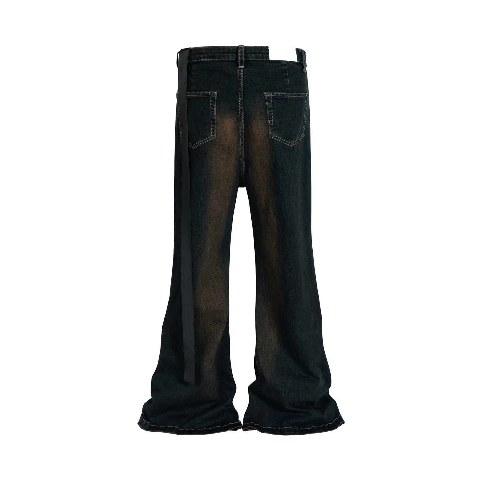 Washed Micro Flared Jeans for Men Straight Casual Baggy Denim Trousers