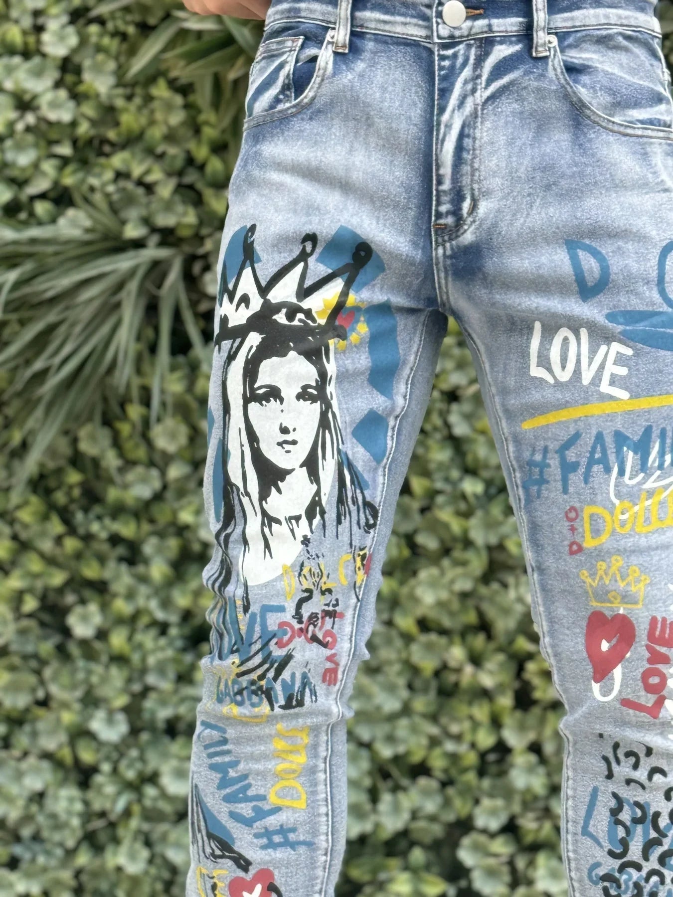 Fashionable Printed Men's Jeans   Classic And Versatile Light Blue Color   Suitable For All Seasons And For High Street Fashion