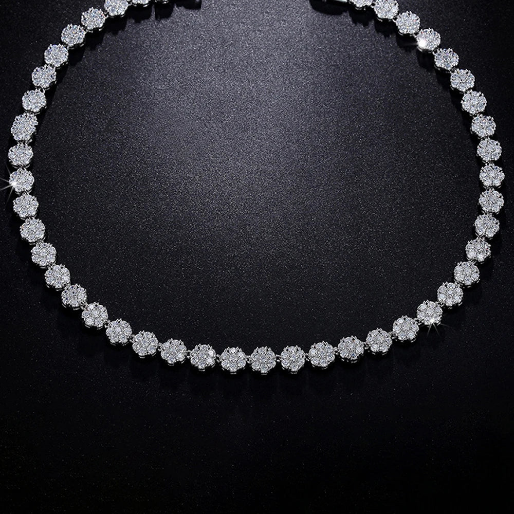Flower Moissanite Tennis Necklaces Bracelets For Women 925 Sterling Silver Full Diamond Neck Wrist Chain With  Certificate