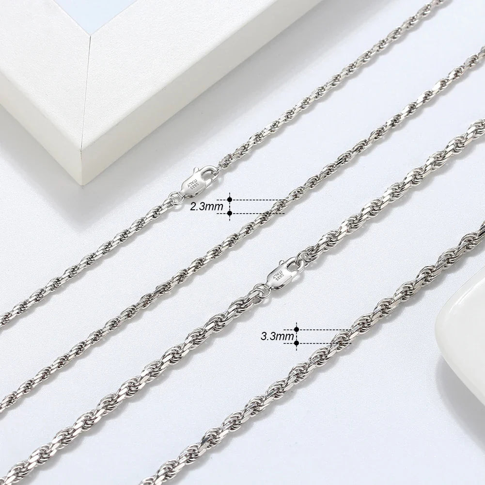 Italian 925 Sterling Silver 2.6mm 3.7mm 5.0mm Flat Mariner Chain Necklace for Women Men Fashion Silver Jewelry SC78